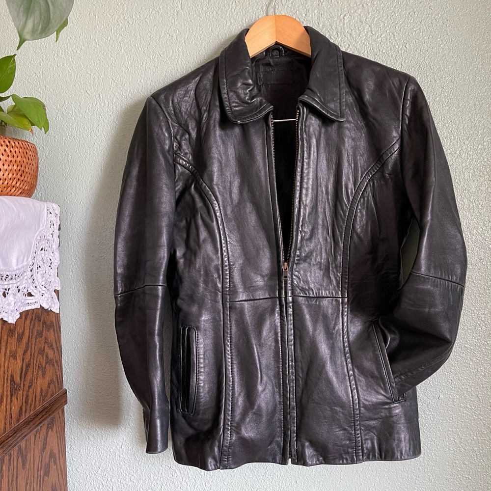 Hand paint C’est La Vie genuine leather jacket